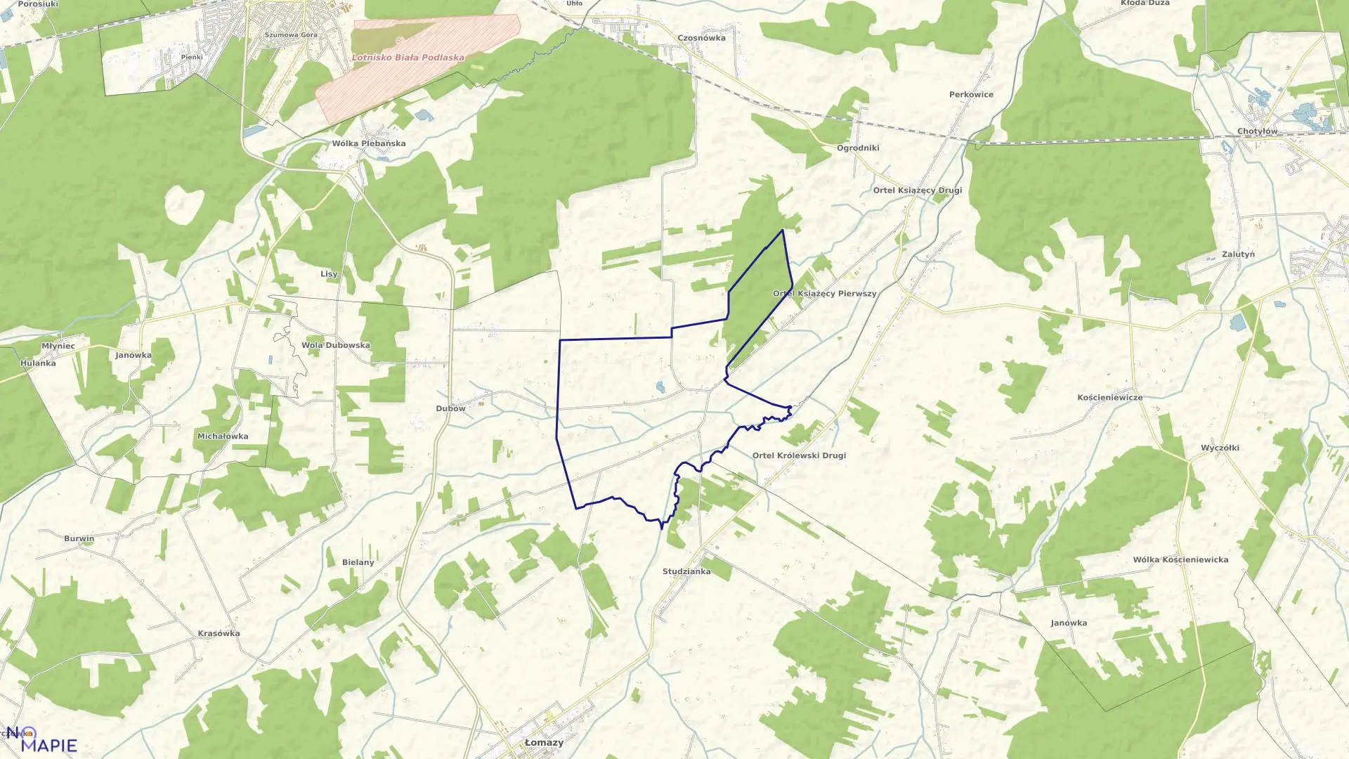 Mapa obrębu DOKUDÓW I w gminie Biała Podlaska