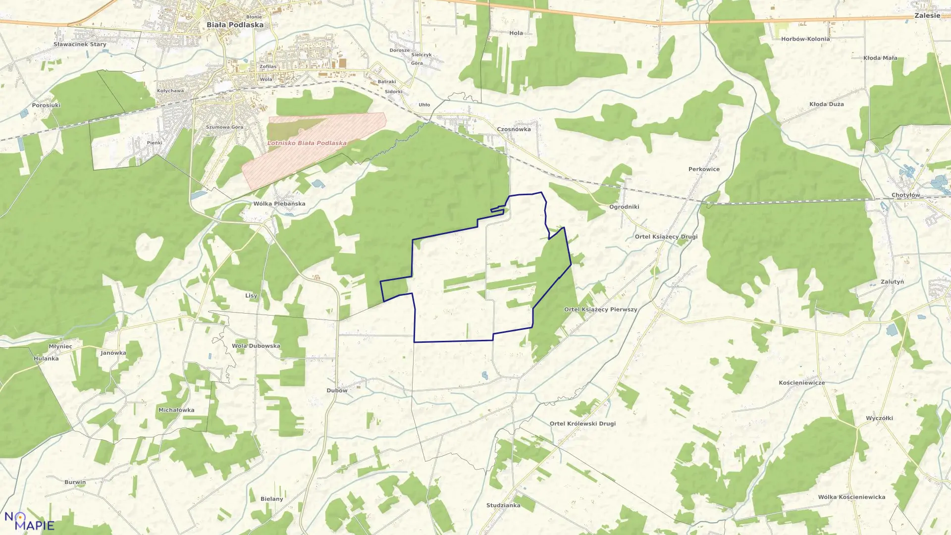 Mapa obrębu DOKUDÓW II w gminie Biała Podlaska