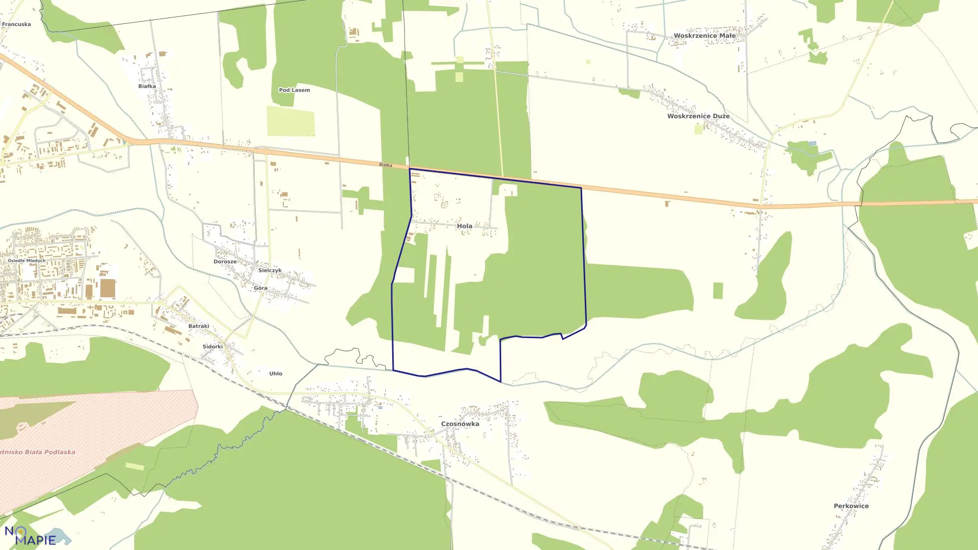 Mapa obrębu HOLA w gminie Biała Podlaska