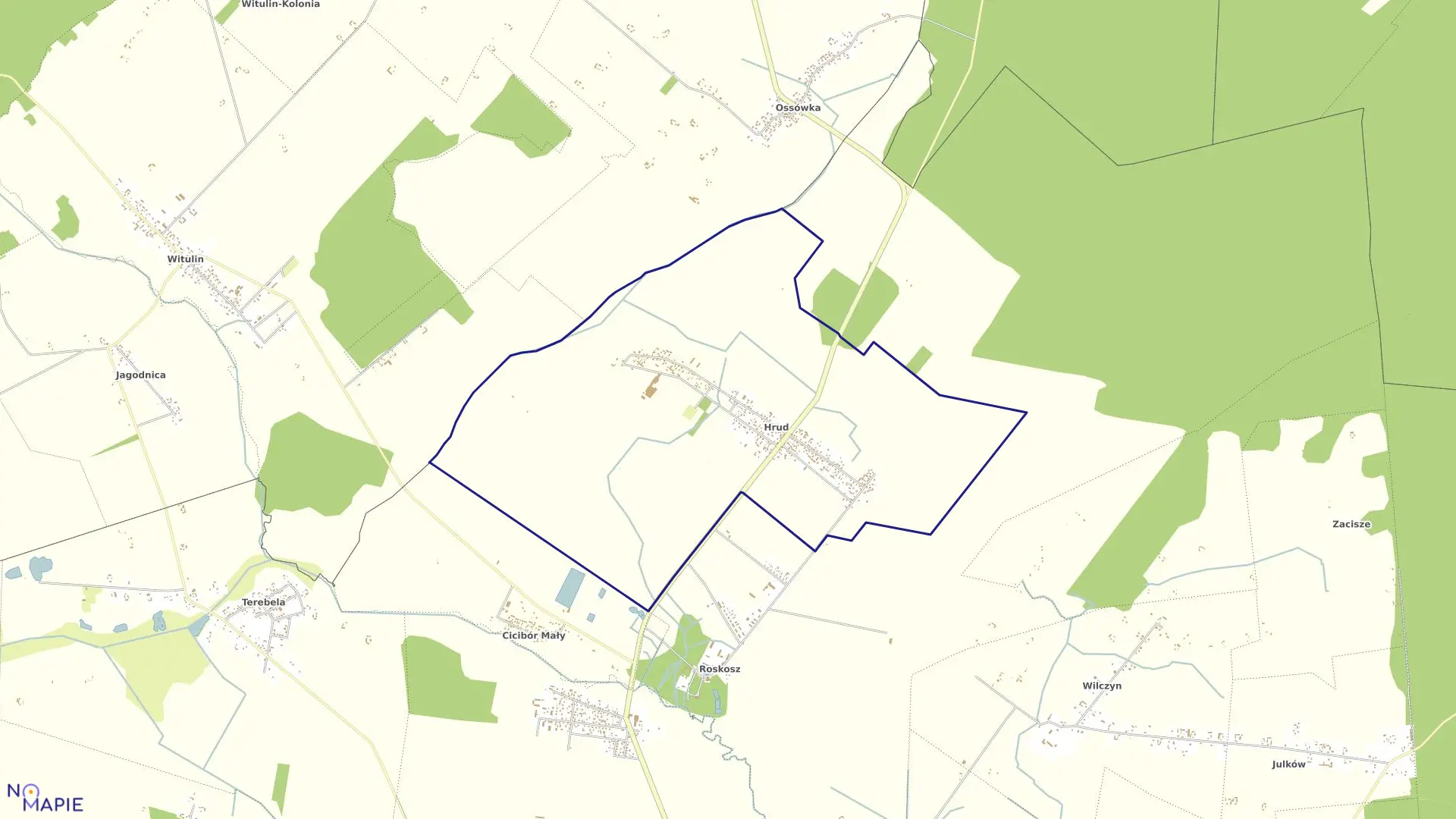 Mapa obrębu HRUD w gminie Biała Podlaska