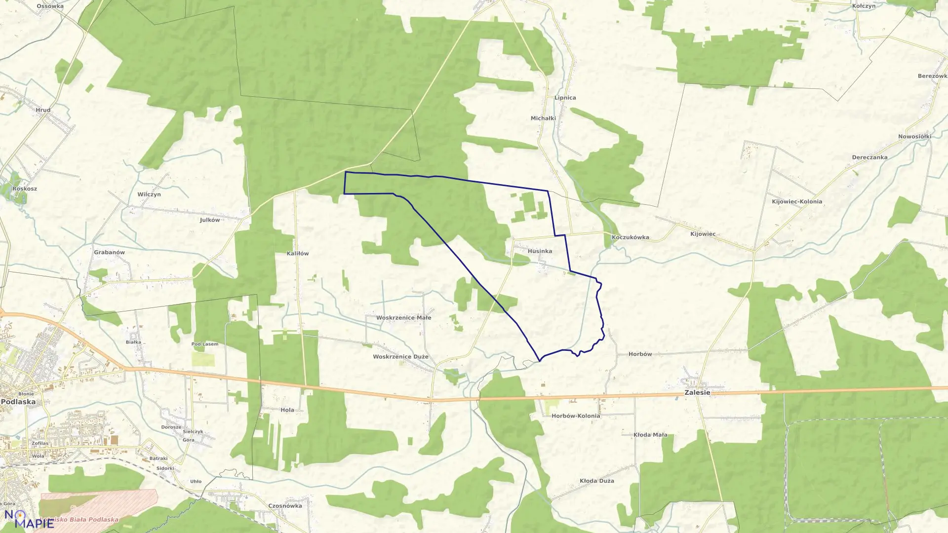 Mapa obrębu HUSINKA w gminie Biała Podlaska