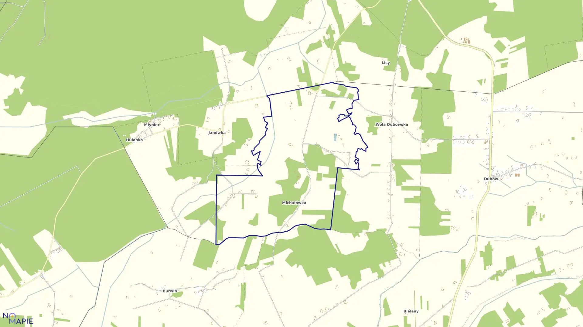 Mapa obrębu MICHAŁÓWKA w gminie Biała Podlaska