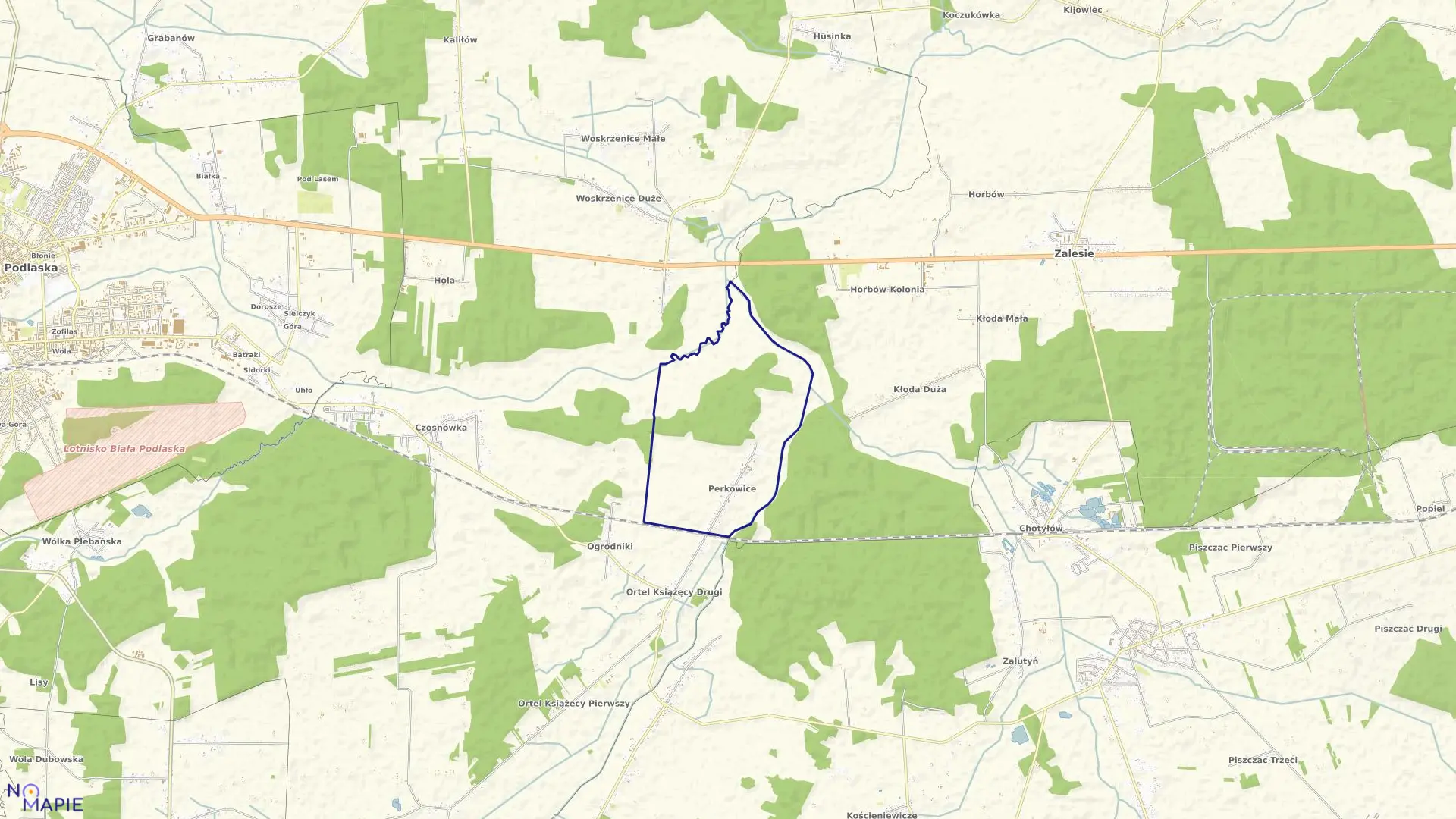 Mapa obrębu PERKOWICE w gminie Biała Podlaska