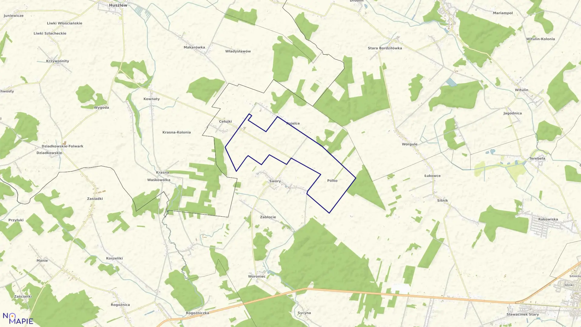 Mapa obrębu PÓLKO w gminie Biała Podlaska