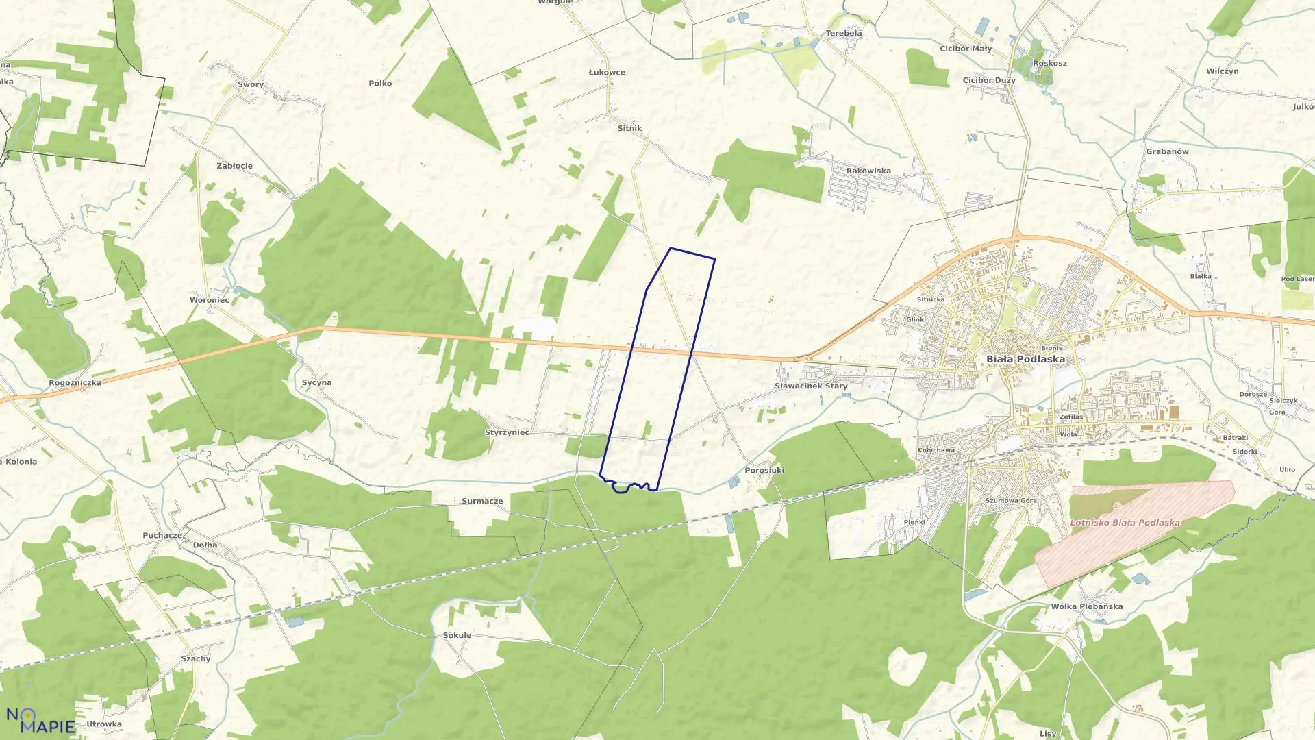 Mapa obrębu SŁAWACINEK NOWY w gminie Biała Podlaska